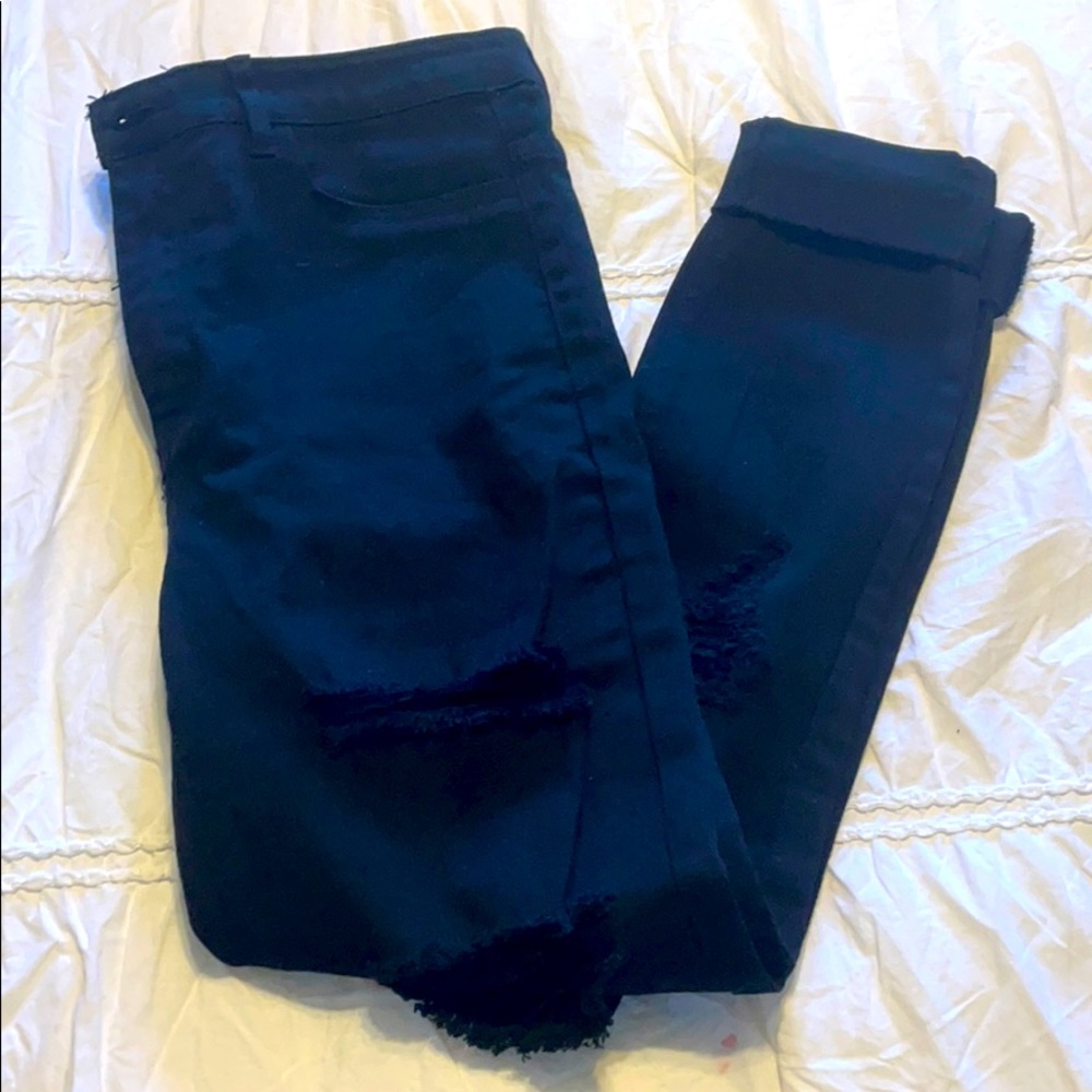 H&M High rise black ripped pants jeans size 6/8